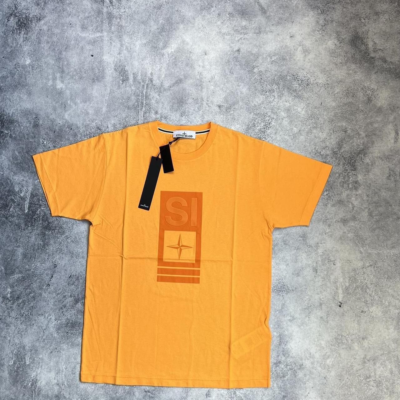 image of Stone Island Ss23 Orange Graphic Tee, Men's (Size Large)