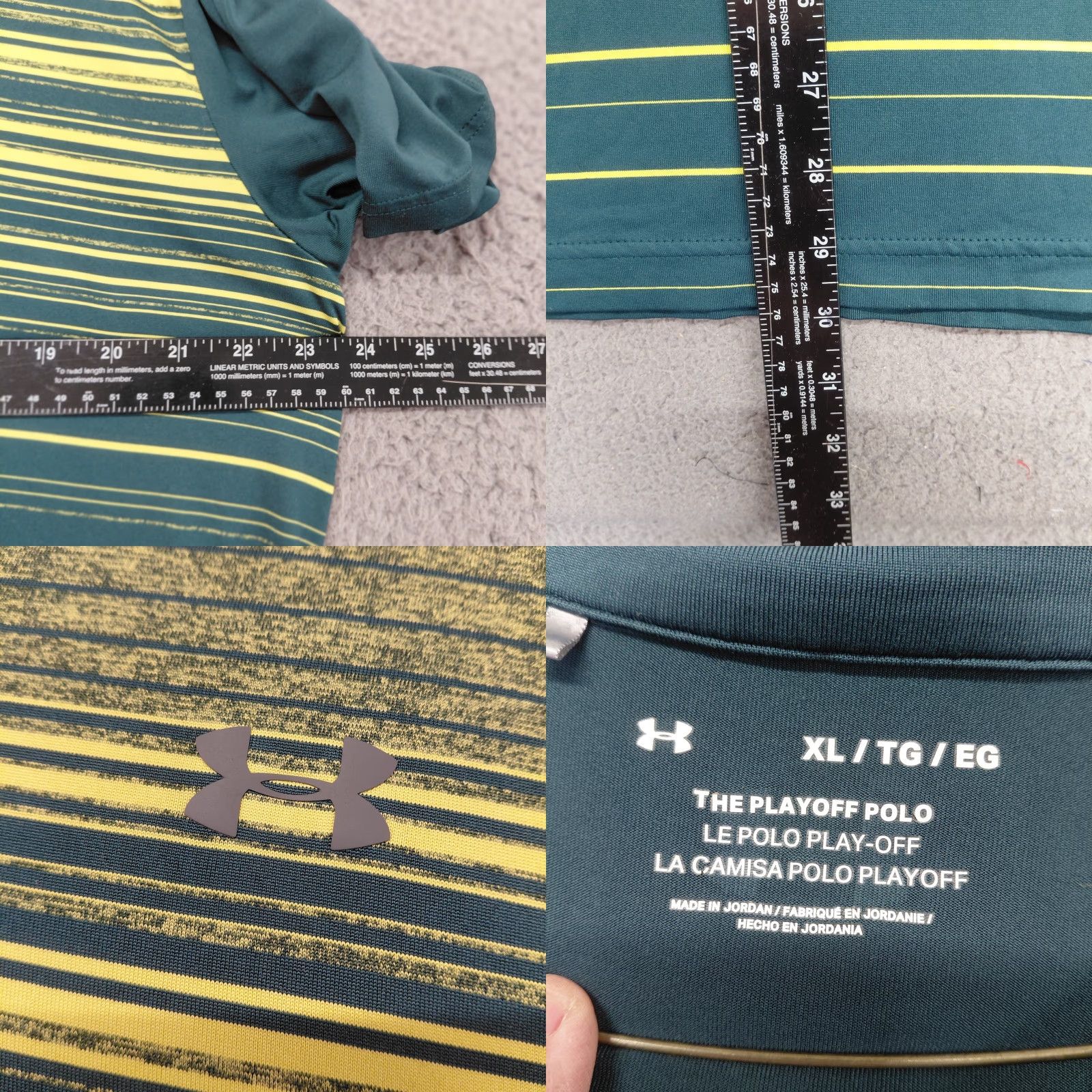 Under Armour Under Armour Golf Shirt Mens XL Green HeatGear Performance Polo Striped Polo Shirt Mens XL Green HeatGear Logo Striped Mens Nike? Size US XL / EU 56 / 4 - 8 Thumbnail
