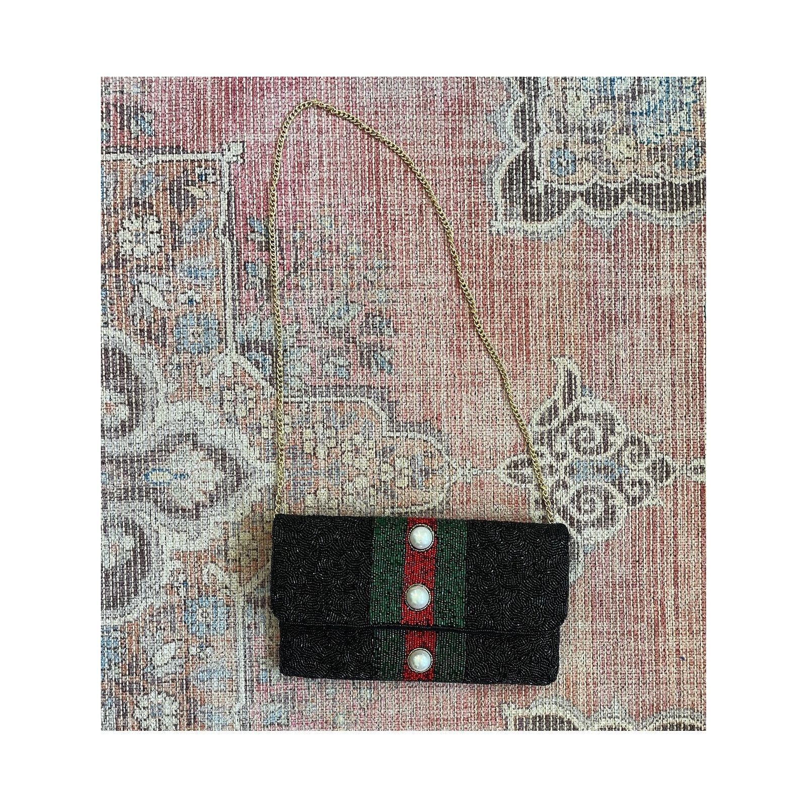 & Other Stories Lisa Stripe Pearl Beaded Clutch Size ONE SIZE - 2 Thumbnail