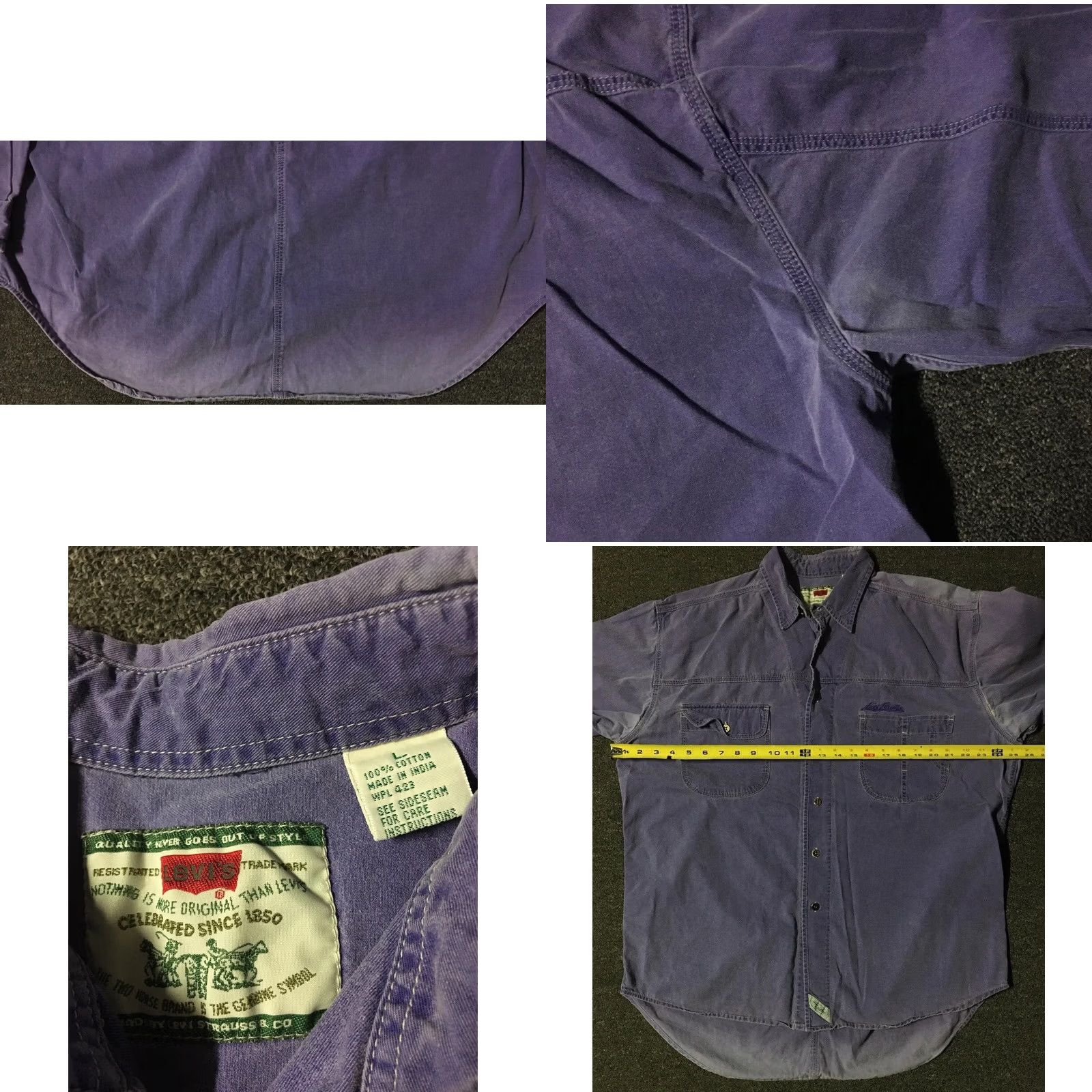 Levi's VINTAGE Levi's Button-Up Shirt L Purple 90s Western Cowboy Biker Grunge Trucker Skate Mens Shirt Size US L / EU 52-54 / 3 - 8 Thumbnail