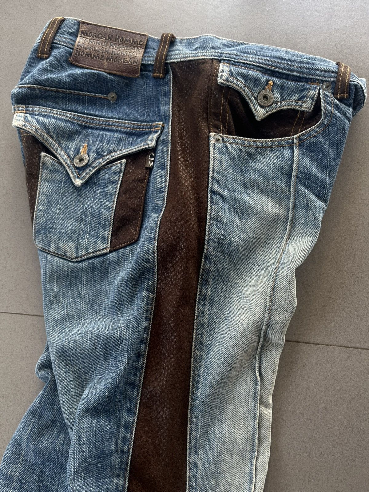 If Six Was Nine × Le Grande Bleu (L.G.B.) × Yasuyuki Ishii JAPANESE FLARE BOOTCUT PANTS MORGAN HOMME SNAKE LEATHER Size US 30 / EU 46 - 7 Thumbnail