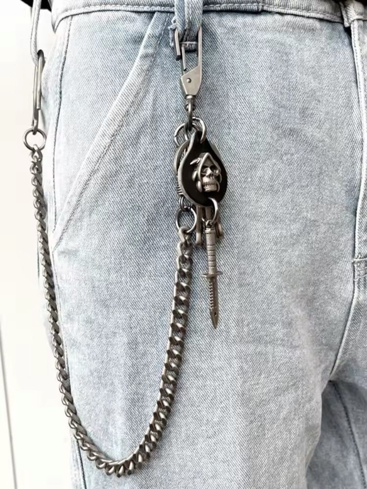 Japanese Brand × Vintage Vintage Keychain Jeans Chain Skull Dagger Belt Chain Size ONE SIZE - 4 Thumbnail