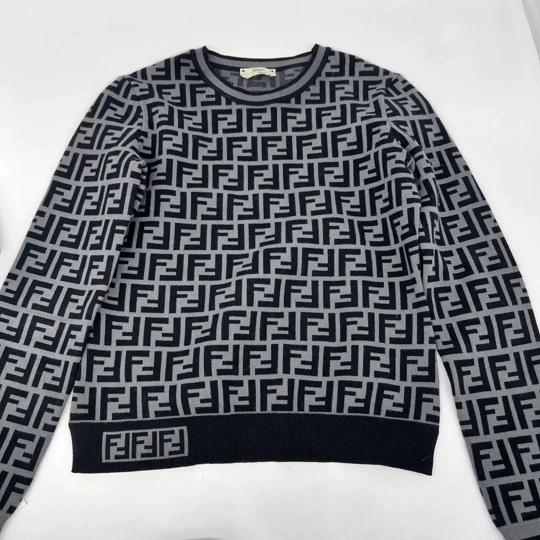 Fendi FENDI Gray FF Logo Knit Sweater Size US XXS / EU 40 - 1 Thumbnail