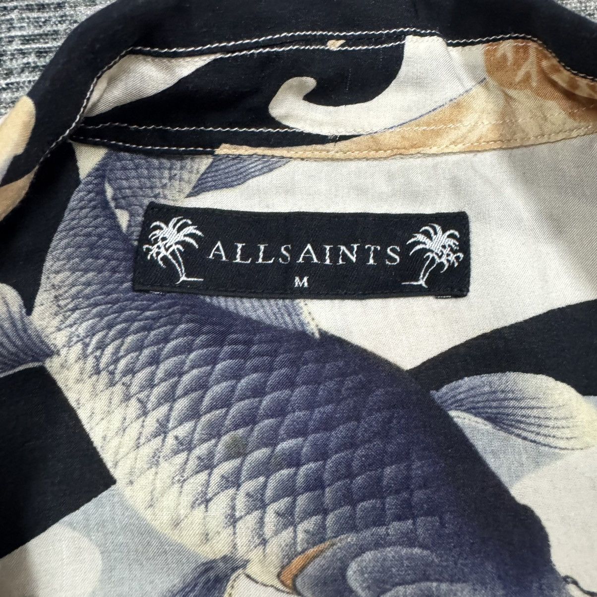 Allsaints All Saint Viscose Rayon Japanese Koi Fish Open Collar Shirt Size US M / EU 48-50 / 2 - 21 Thumbnail