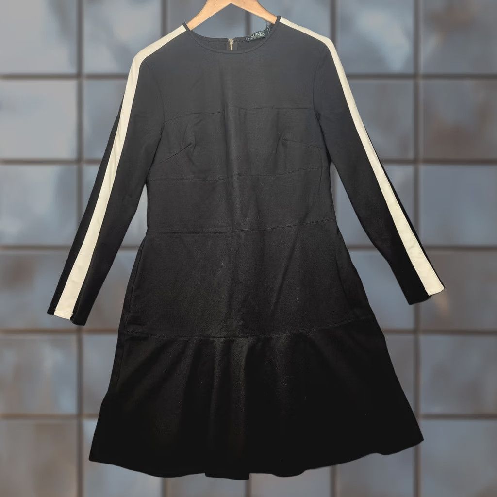 Ralph Lauren Ralph Lauren LRL Dress Women 16 Black Stretch Ponte Knit Zip Back Office Preppy Dress Knee Length Long Sleeve Zip Back Mens? Size XXL / US 16-18 / IT 52-54 - 1 Thumbnail