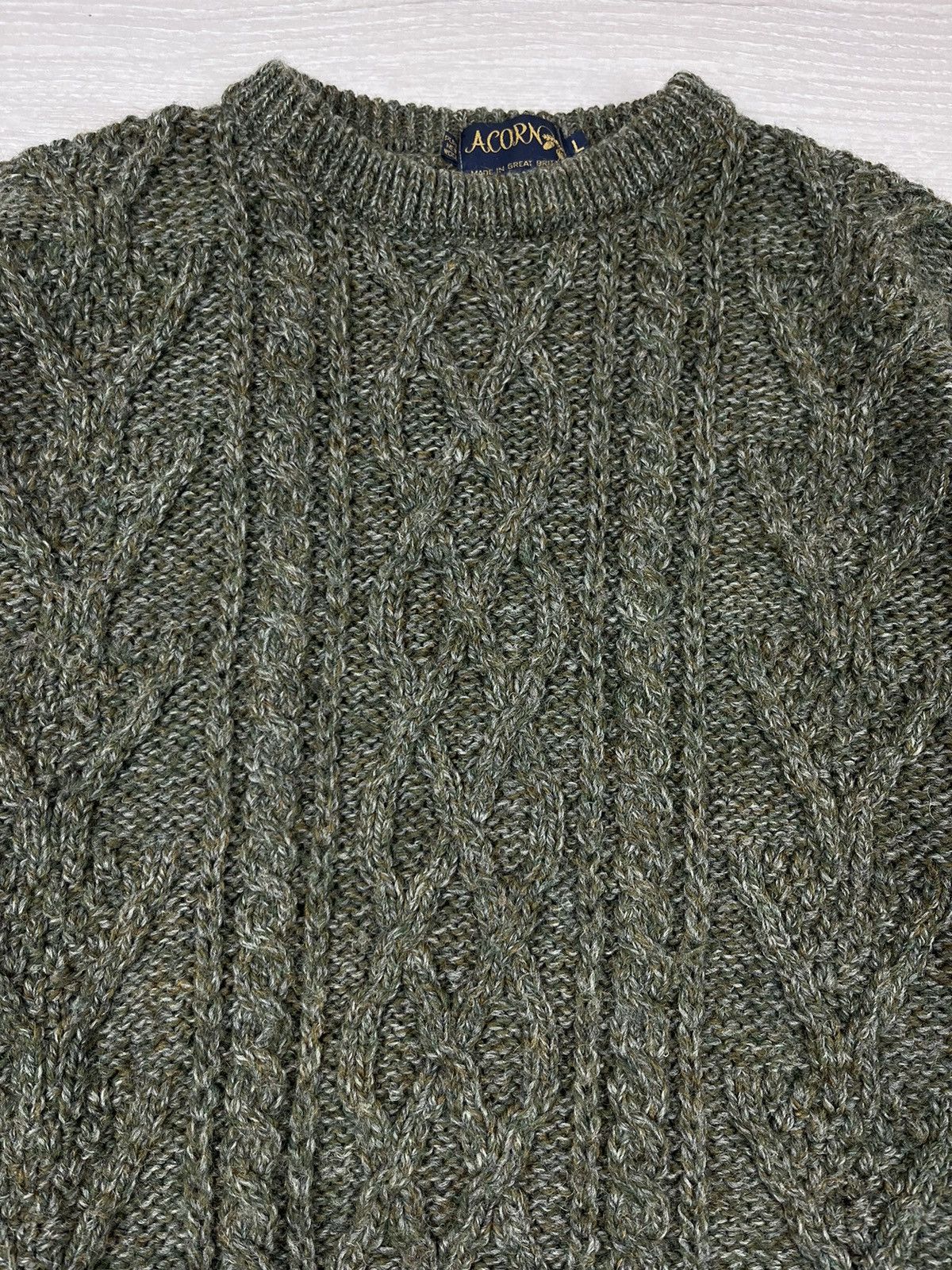 Vintage Acorn England Vintage 80s Cable Knit Wool Fisherman Sweater Size US L / EU 52-54 / 3 - 5 Thumbnail