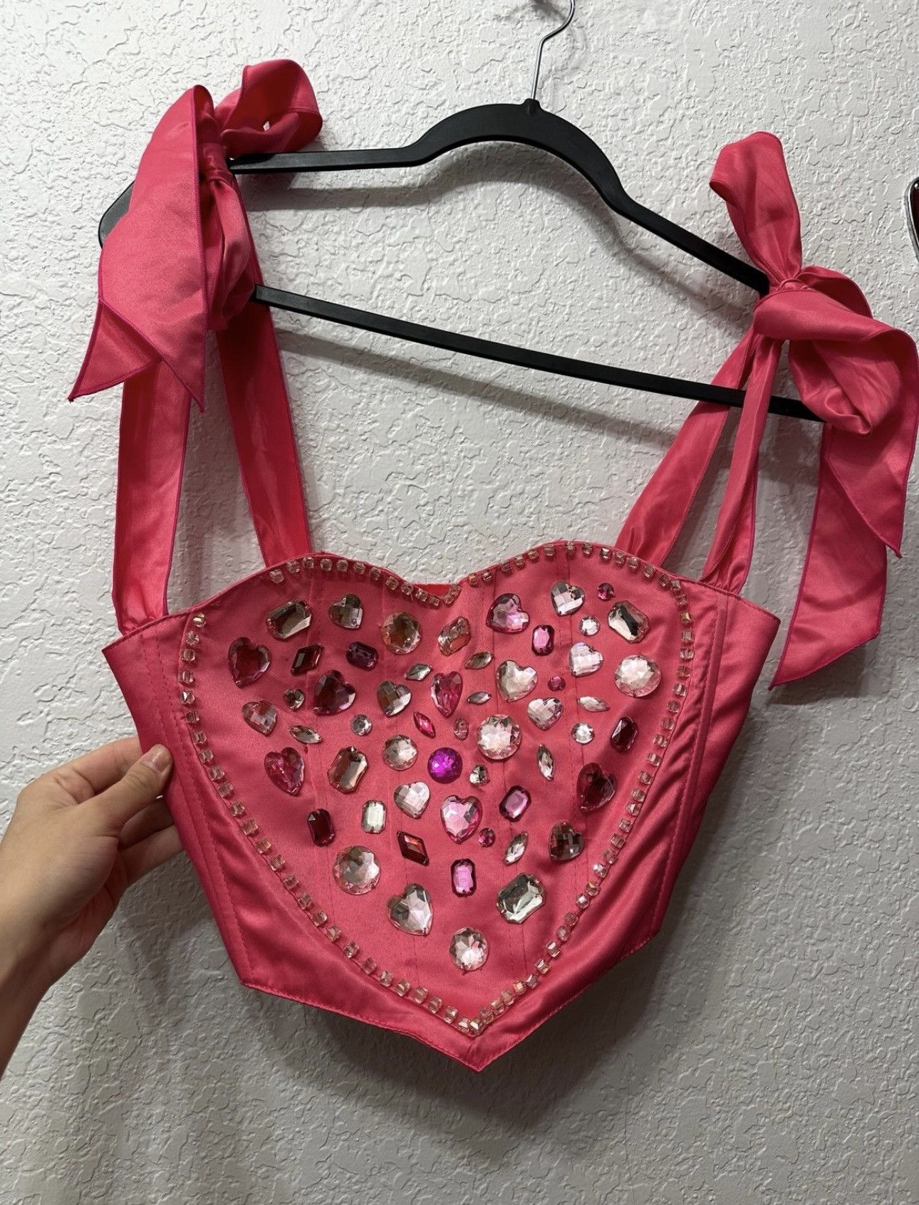Dolls Kill Bling Heart Pink Corset Top Size XS / US 0-2 / IT 36-38 - 1 Thumbnail