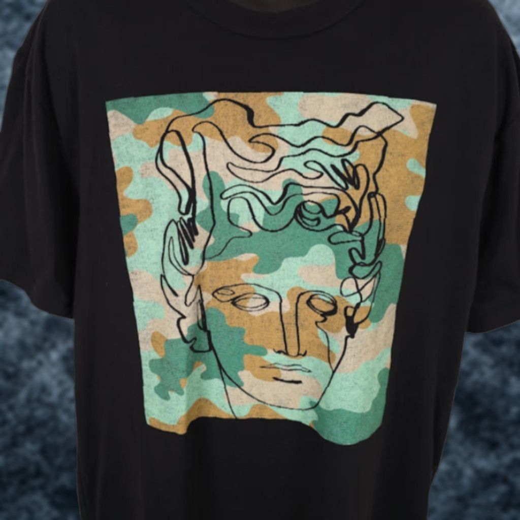 Vintage Apt 9 Camo Medusa T Shirt Mens LT Large Tall Black Camouflage Streetwear Shirt Size US L / EU 52-54 / 3 - 1 Thumbnail