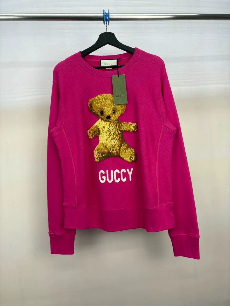Gucci Gucci Pink embroidered bear sweatshirt 2502-Nextarrow Size US M / EU 48-50 / 2 - 1 Thumbnail