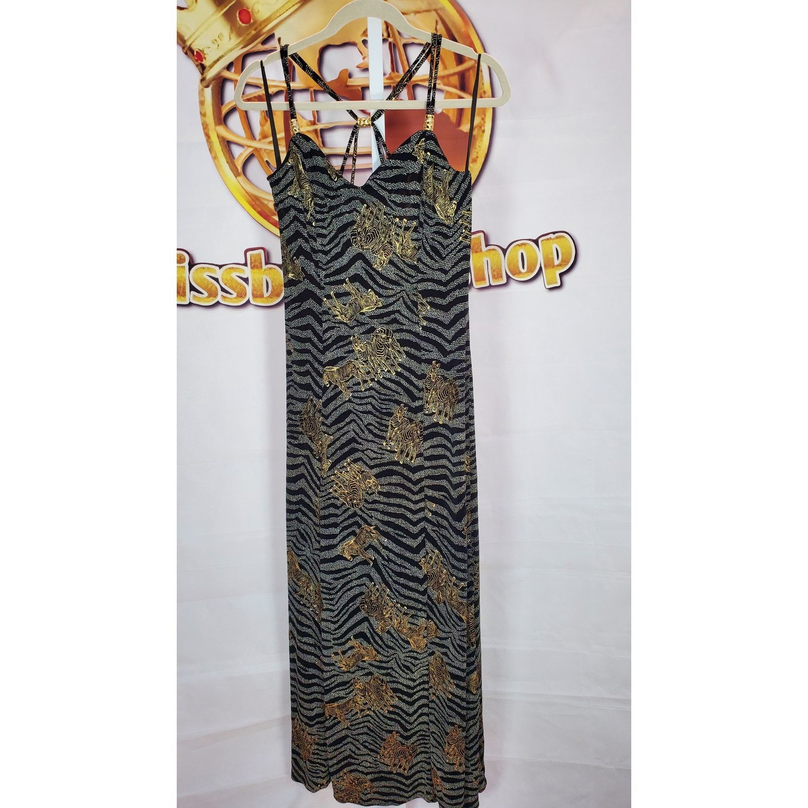 gold and black zebra print dress ALYX Gold and Black Zebra Print Dress Women's