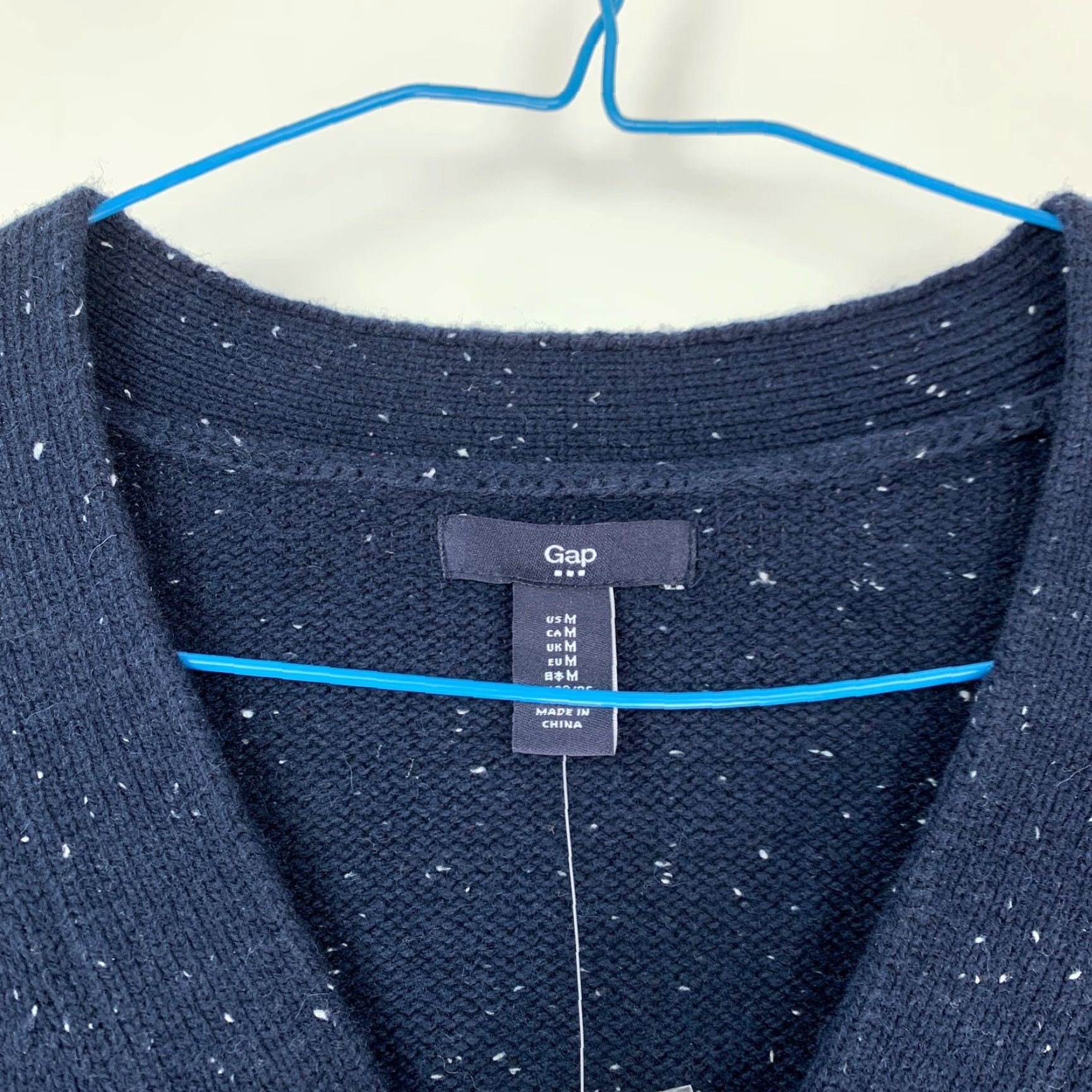 Gap VINTAGE Gap Outlet Neppy Blue Confetti V-Neck Wool Blend Cardigan Mens Medium Size US M / EU 48-50 / 2 - 3 Thumbnail
