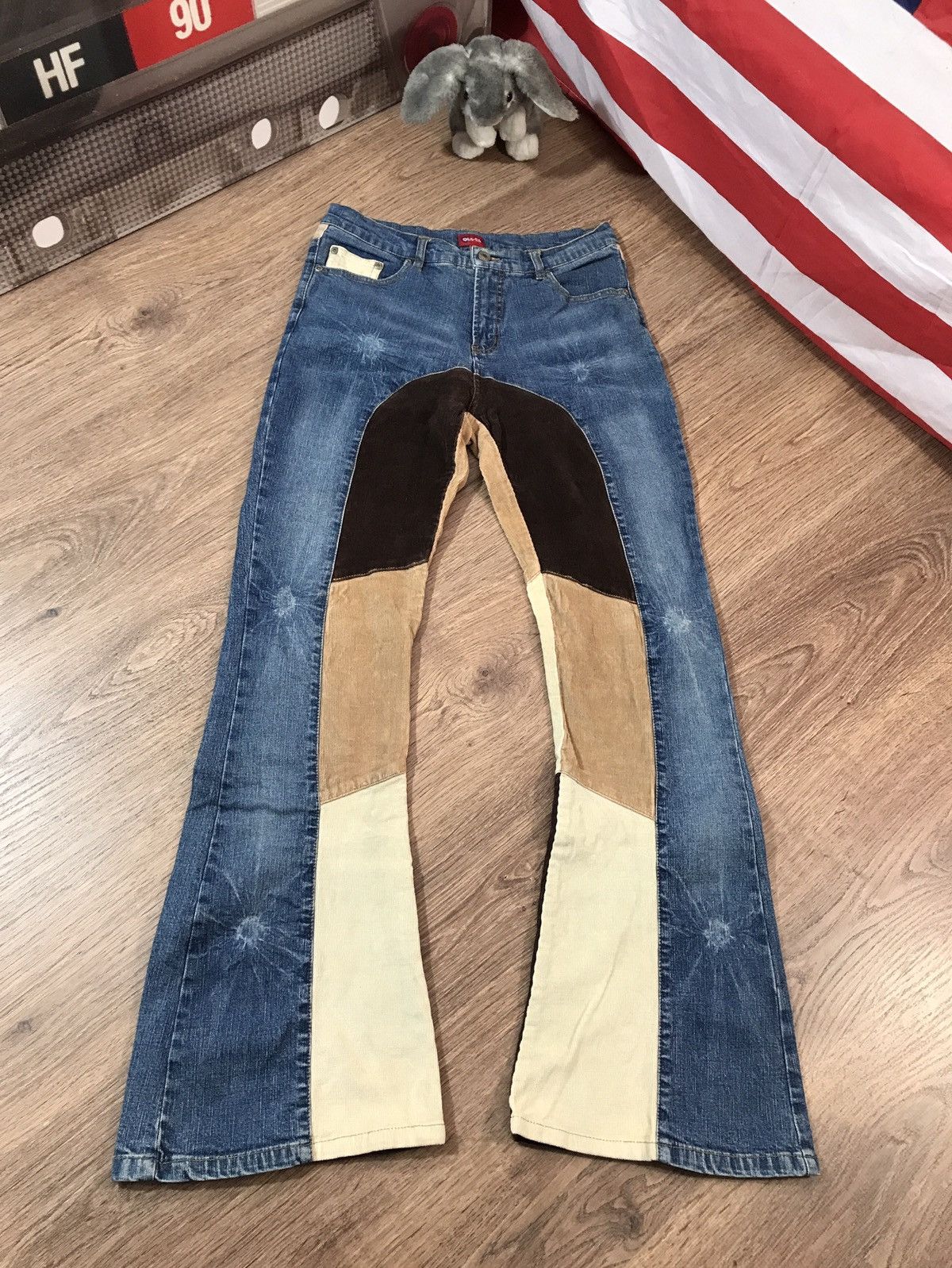 Vintage Flare Velvet Multicoloured denim pants Jeans