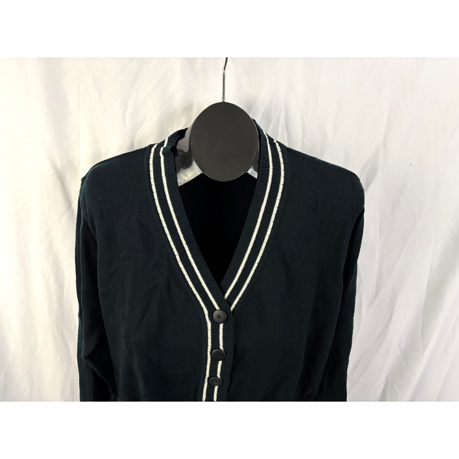 ESSAY Vintage Black Stripe Cardigan Sweater Cropped Preppy S NWT Size S / US 4 / IT 40 - 6 Thumbnail