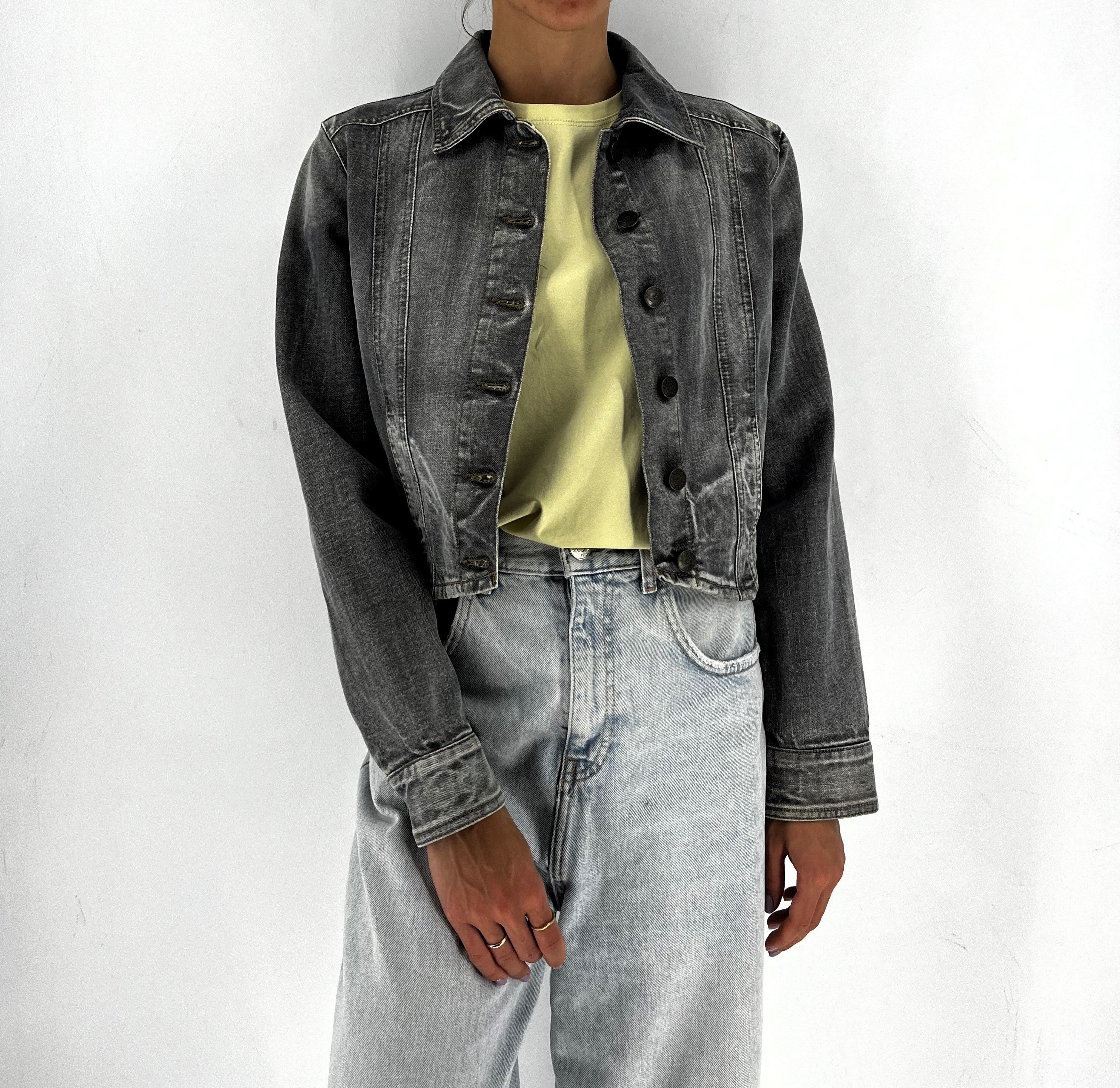 Giorgio Armani Vintage Y2K Armani Exchange Grey Denim Wash Zip Up Jacket Size S / US 4 / IT 40 - 2 Thumbnail