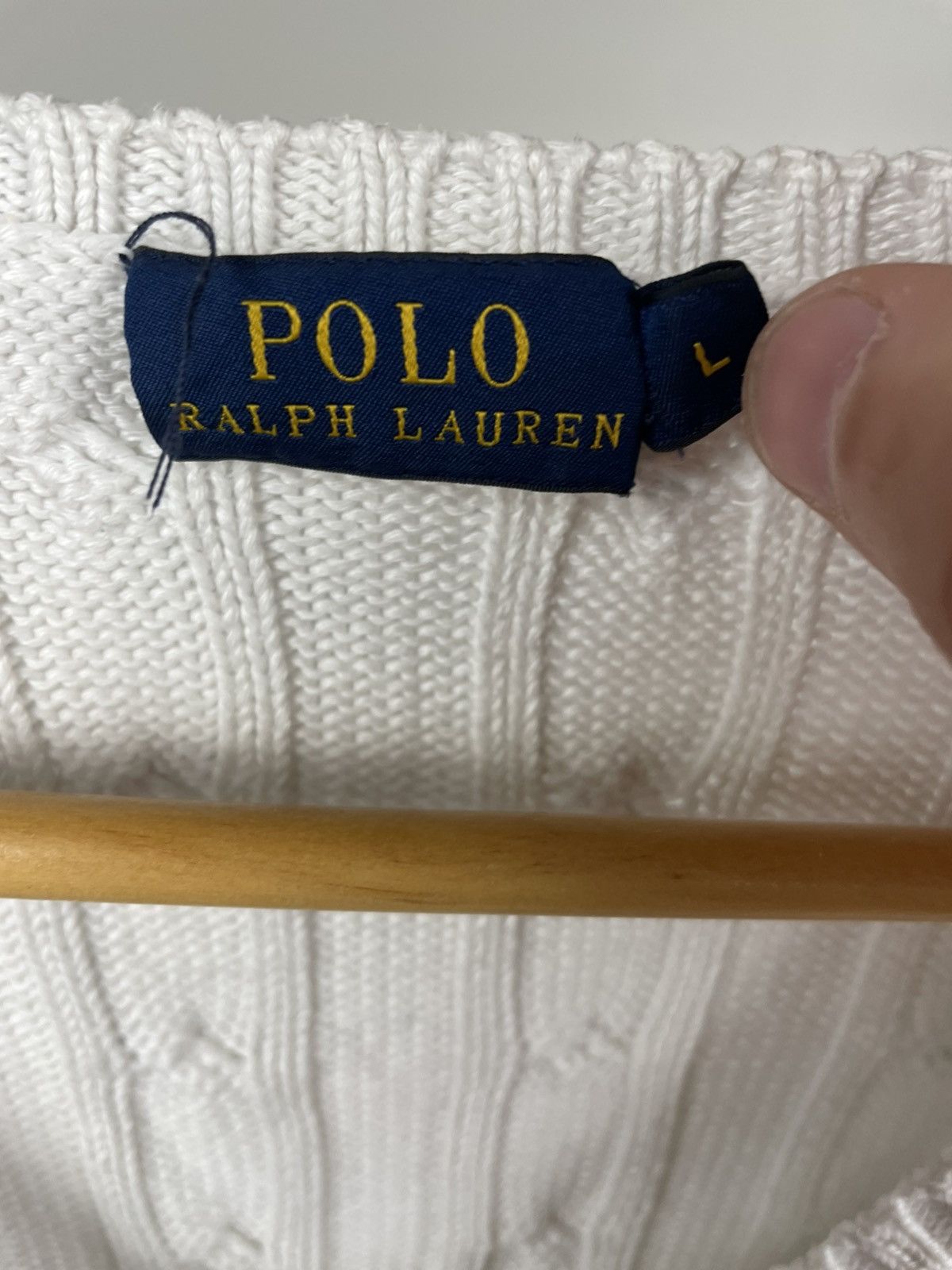 Polo Ralph Lauren × Ralph Lauren Polo Ralph Lauren cable knit v neck cotton sweater women’s Size L / US 10 / IT 46 - 7 Thumbnail