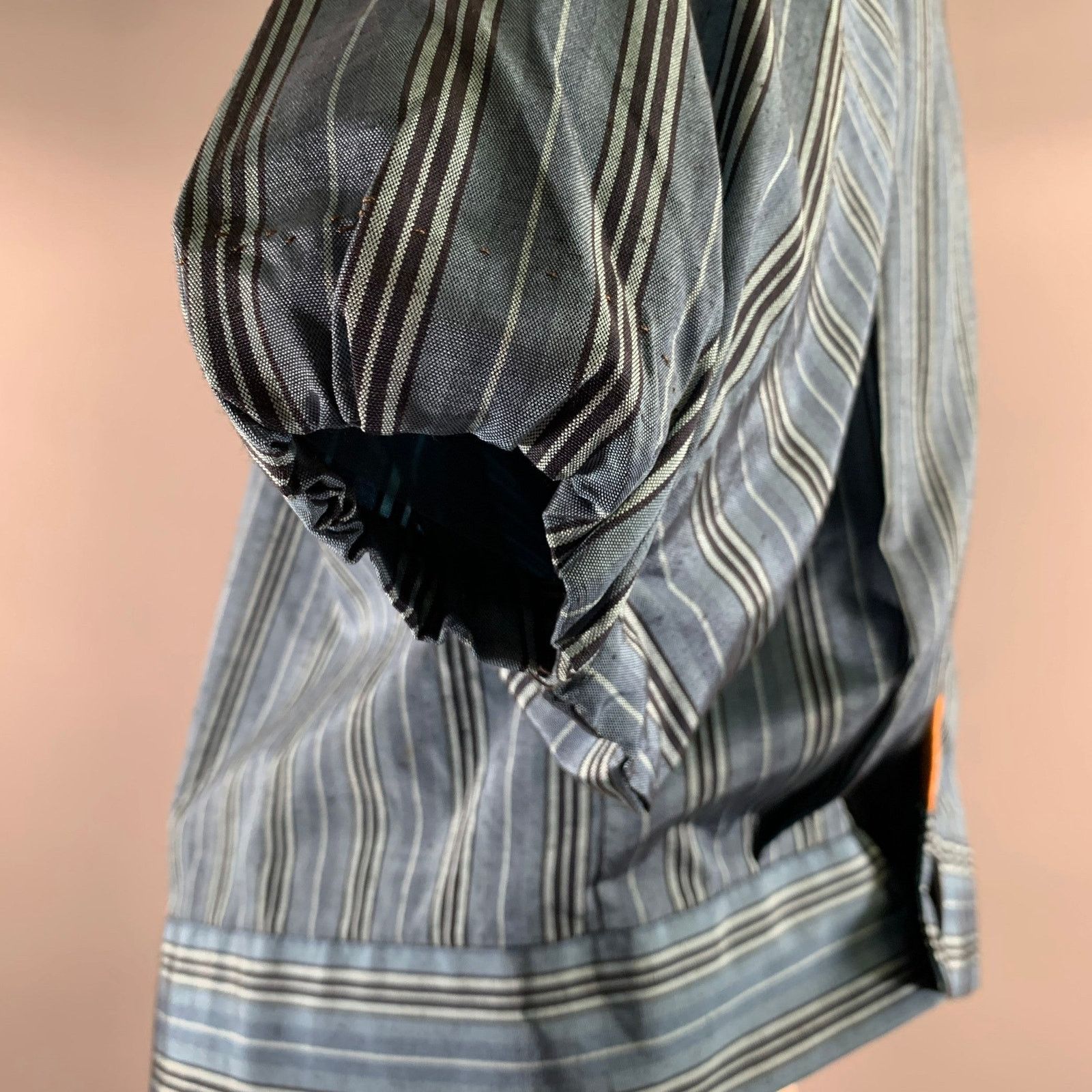 Other Size L Blue Orange Stripe Polyester Blend Shawl Collar Shirt Size L / US 10 / IT 46 - 4 Thumbnail