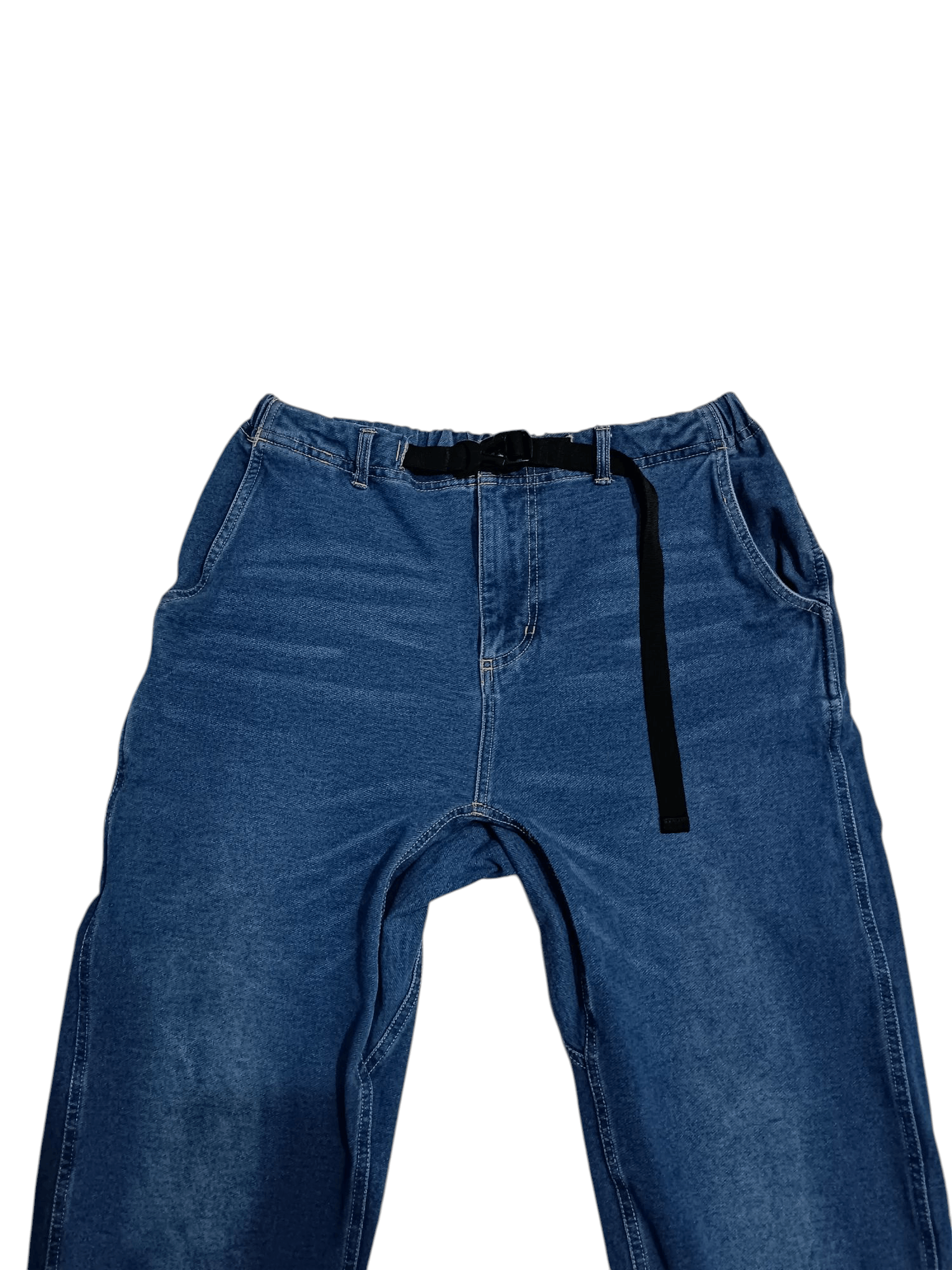Japanese Brand Slim Indigo Blue Stretch Denim Moving Pants Size US 31 - 3 Thumbnail
