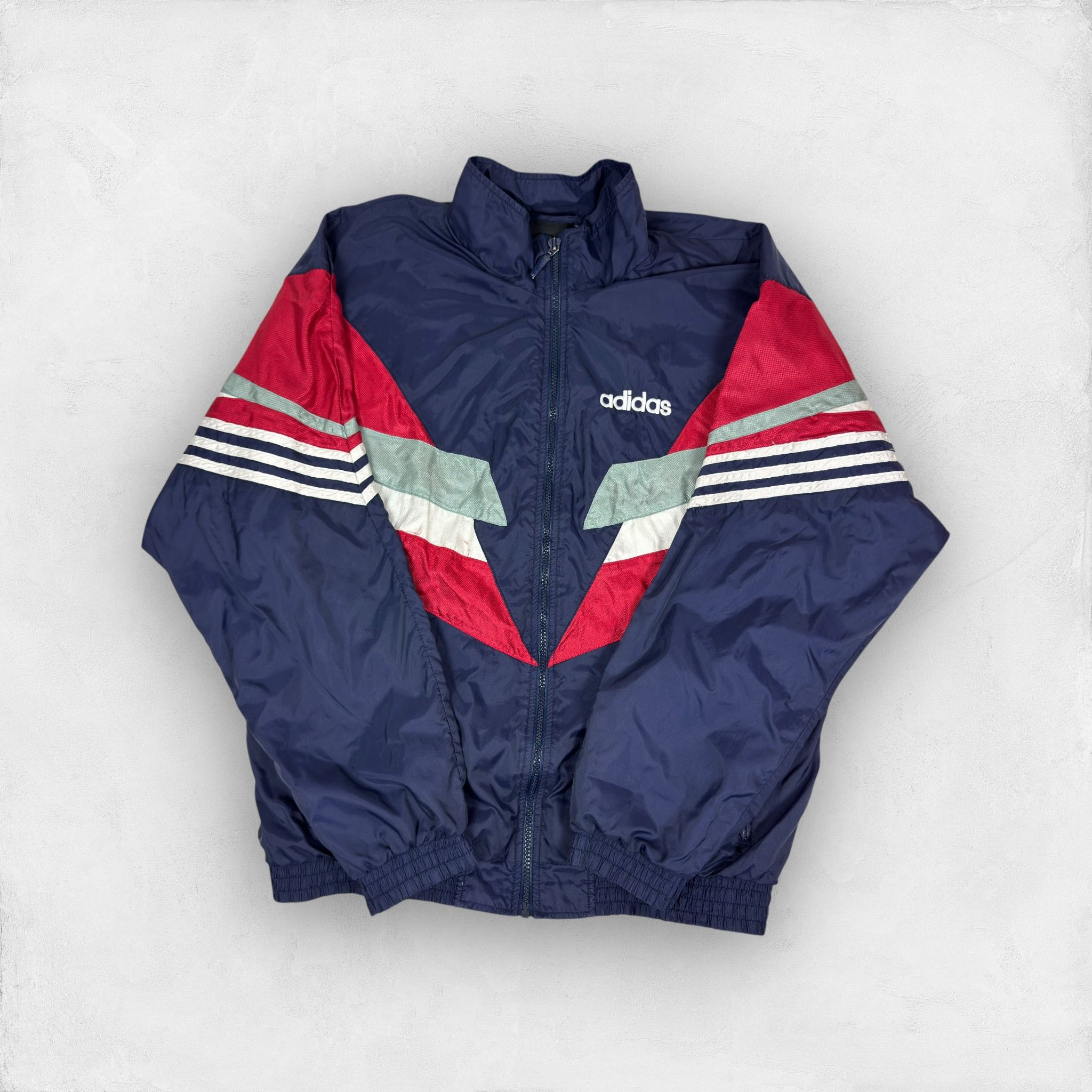 Adidas × Vintage Adidas Men's blue 3 Stripes Full Zip Windbreaker Jacket M Size US M / EU 48-50 / 2 - 1 Thumbnail