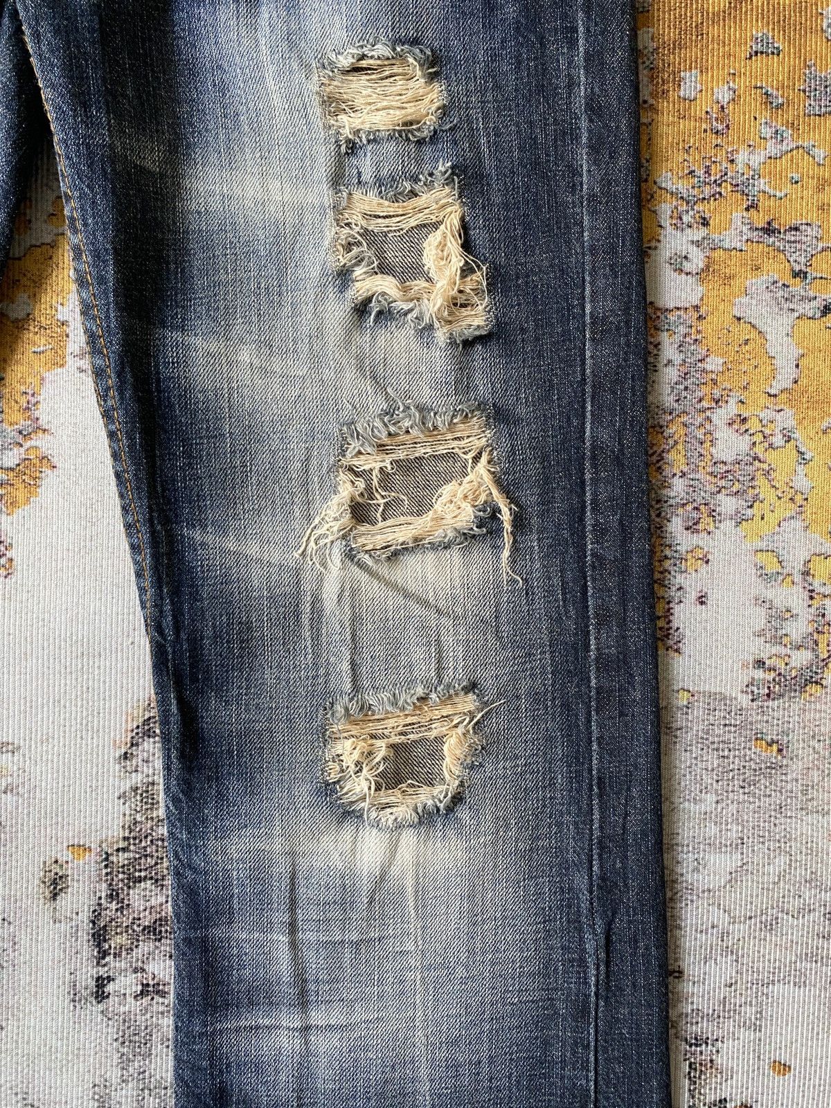 Tornado Mart KUI Claws Mark Honeycomb Distressed Flare Jeans Size US 30 / EU 46 - 7 Thumbnail