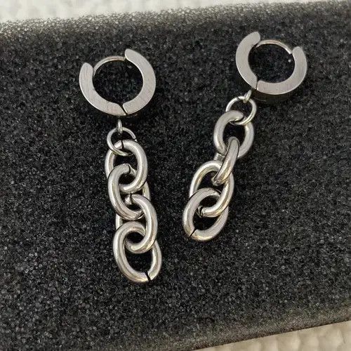 Other Stainless Steel Tassel Chain Dangle Drop Earrings for Men Size ONE SIZE - 3 Thumbnail