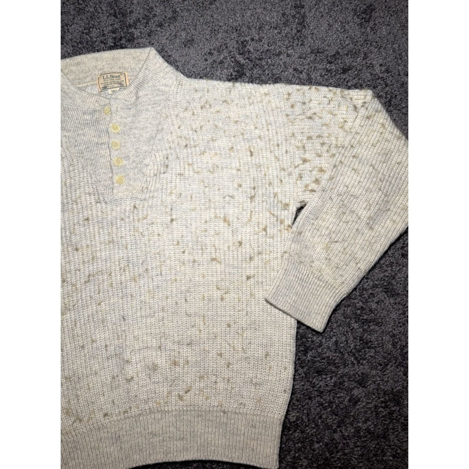 Vintage VINTAGE LL Bean Mens Large Long Henley Knit Wool Sweater Button Heavyweight USA Shirt Mens Large Beige 90s USA Size US L / EU 52-54 / 3 - 2 Thumbnail