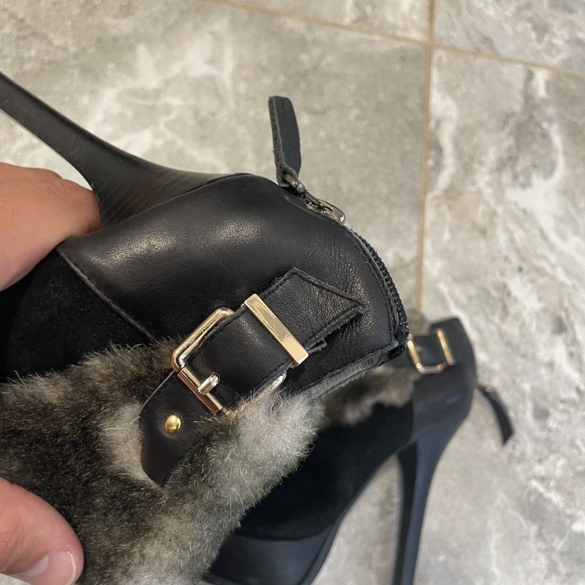 Fendi 37 Fendi Heels vintage FF faux fur Patent Peep shoe Platform Size US 7 / IT 37 - 5 Thumbnail