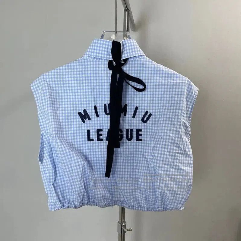 Miu Miu Miu Miu Blue Cotton Blouse with Ruffles . Size S / US 4 / IT 40 - 2 Thumbnail