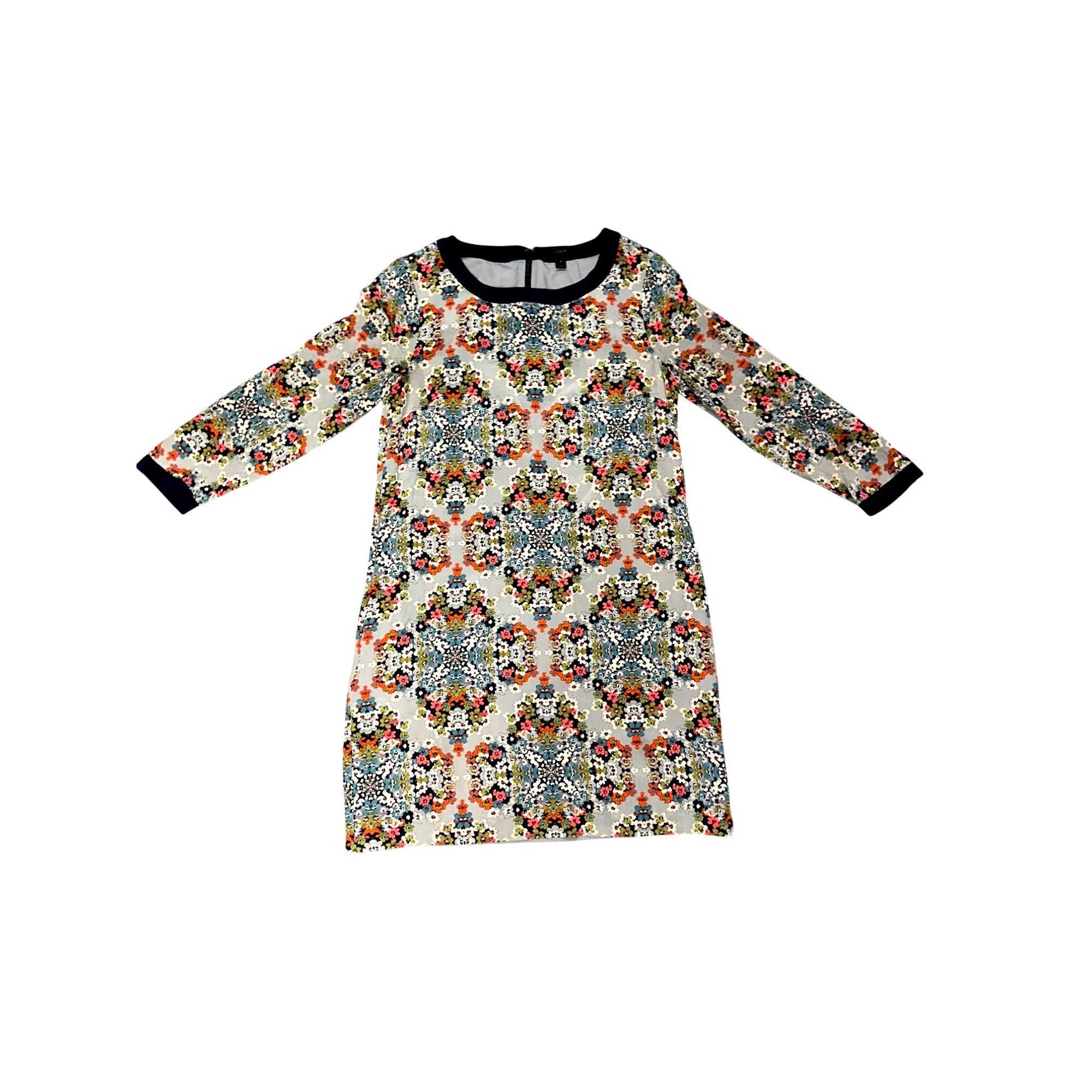 J.Crew J Crew Size 4 Silk Dress Multicolor Floral Print Long Sleeve Size S / US 4 / IT 40 - 7 Thumbnail