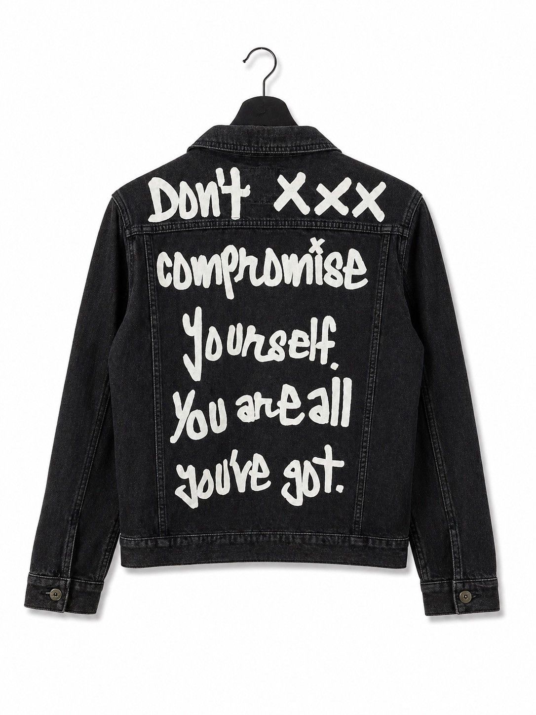 Vintage Lazuli Black Denim Jacket Graphic “Don’t Compromise Yourself Size US S / EU 44-46 / 1 - 1 Thumbnail