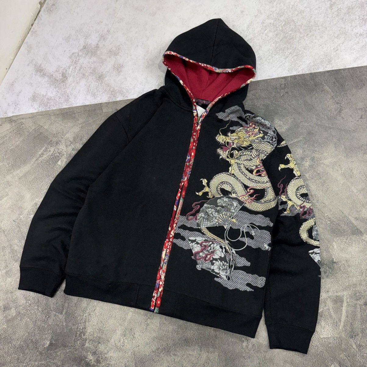 Japanese Brand Vintage sukajan dragon japanese full zip hooded black Size US XL / EU 56 / 4 - 2 Thumbnail