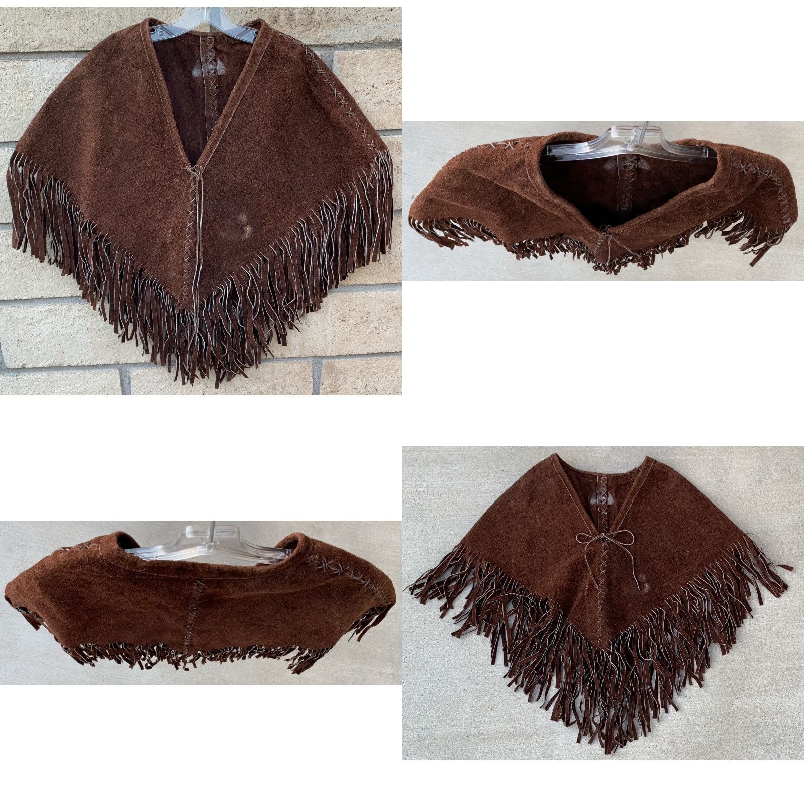 Vintage VINTAGE Western Suede Poncho Fringe Cowgirl Boho Hippie Chic Western Poncho Brown Suede Shirt Womens Mens Adults Boys Girls Size ONE SIZE - 8 Thumbnail