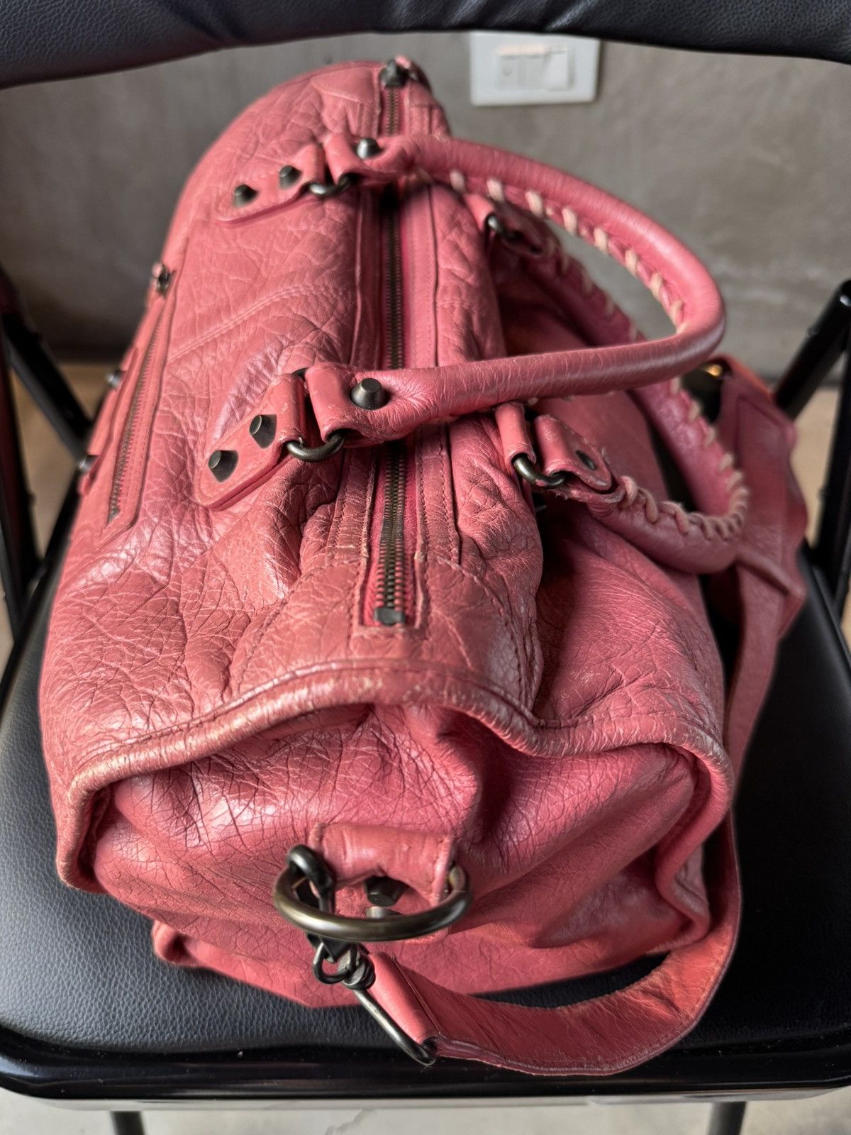 Balenciaga BALENCIAGA Sorbet Lambskin Leather Motorcycle Part Time Bag Size ONE SIZE - 10 Thumbnail