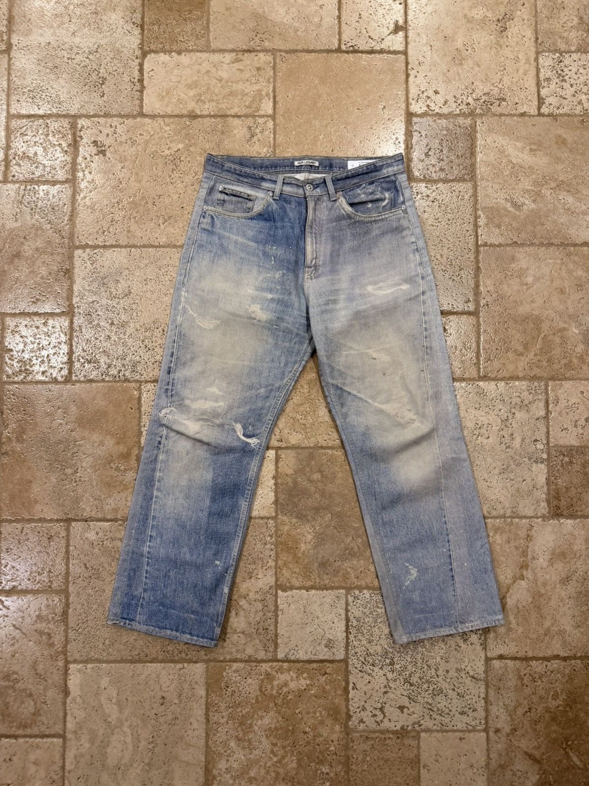 Our Legacy Our Legacy Third Cut Thompe Digital Print Blue Denim Jeans Size US 33 - 14 Thumbnail
