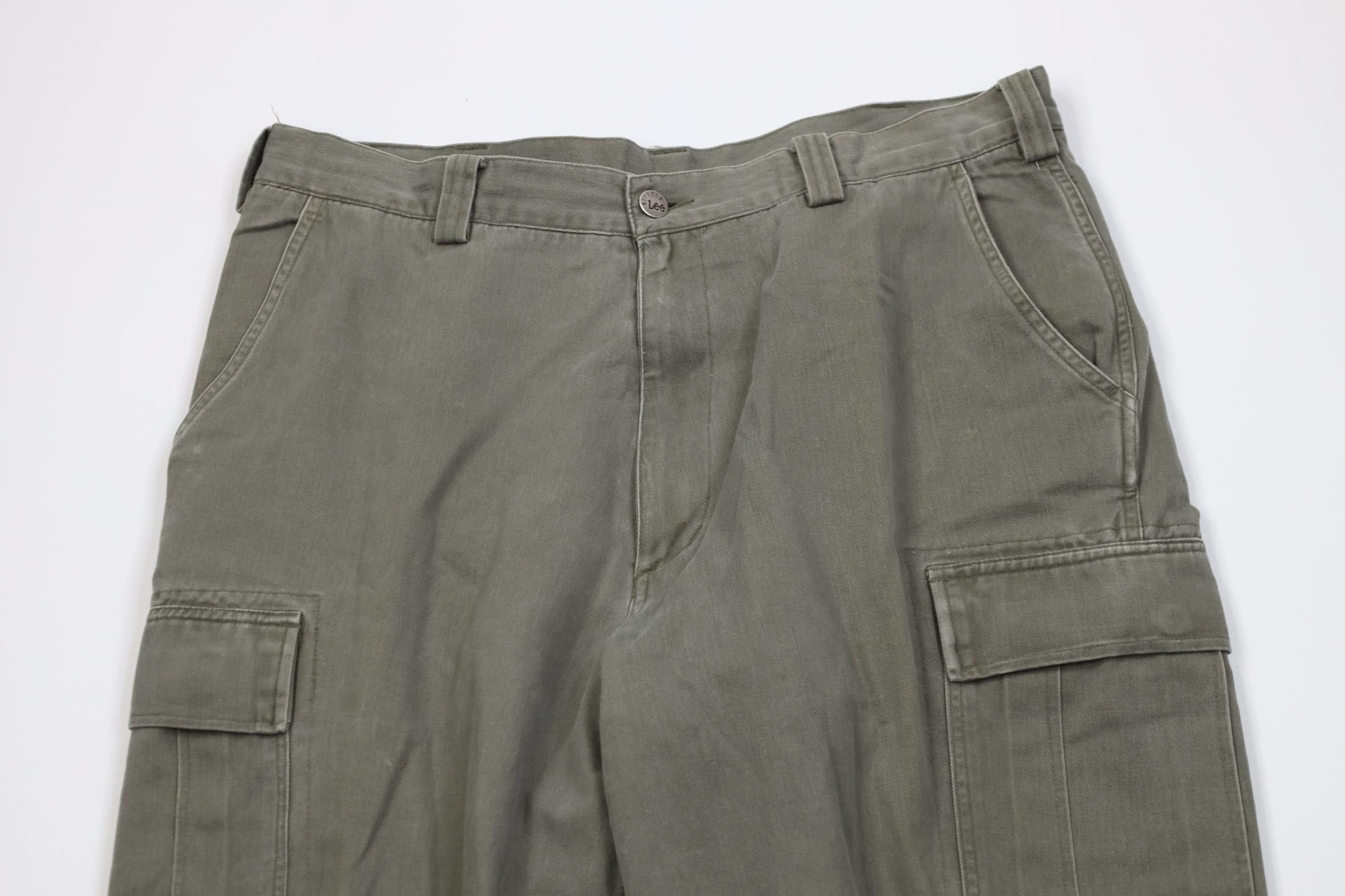 Lee Vintage 90s Y2K Lee Riveted Baggy Wide Leg Cargo Pants Green Size US 36 / EU 52 - 2 Thumbnail