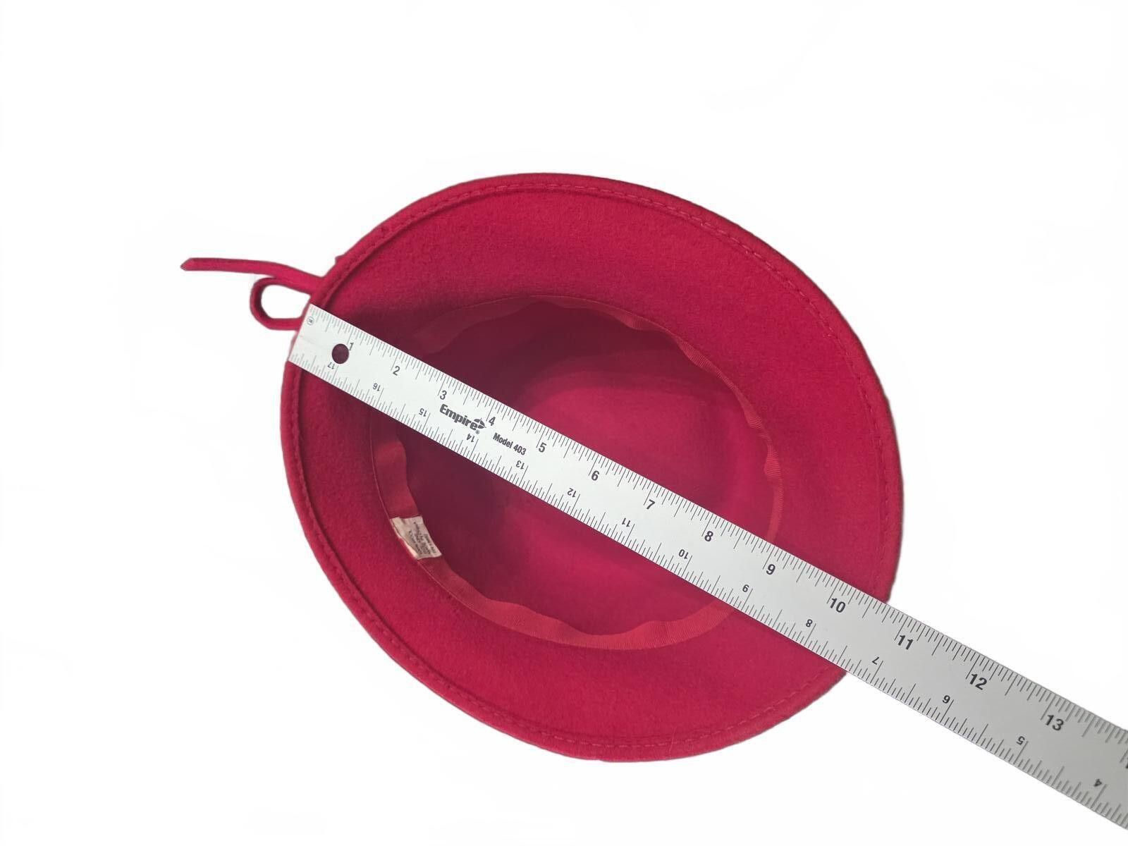 Other Elegant Red Wool Cloche Hat with Floral Accent Size One Size ONE SIZE - 8 Thumbnail