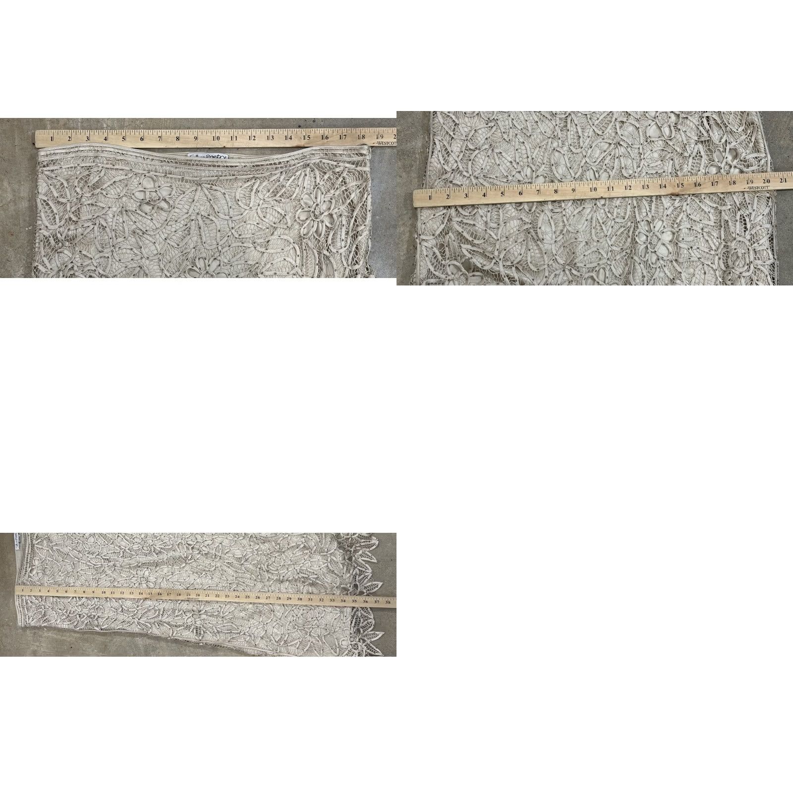 Vintage Vtg 90s Silk Crochet Maxi Skirt XL Beaded Fairy Grunge Festival Beige Whimsigoth Size 40" / US 18 - 8 Thumbnail