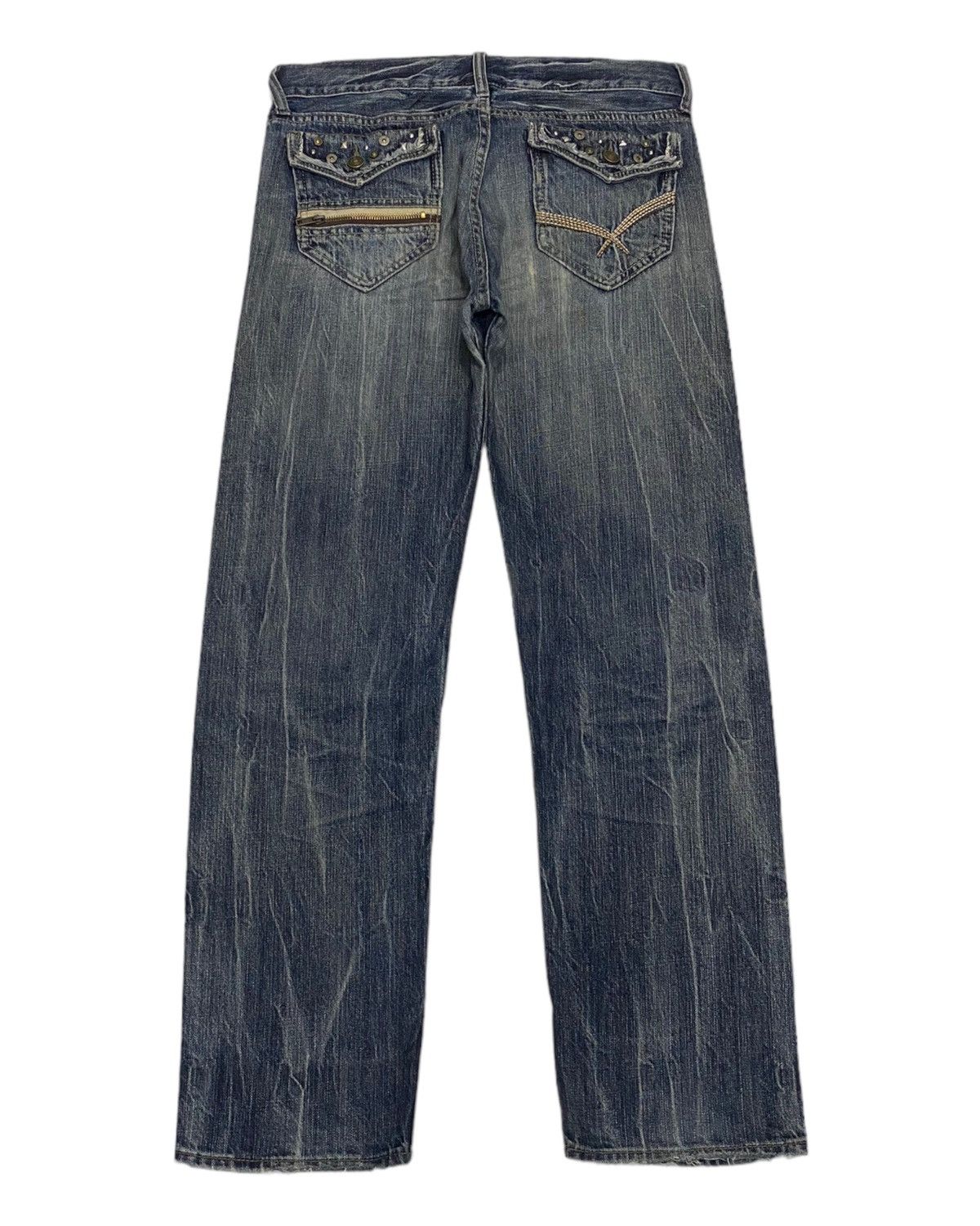 If Six Was Nine × Japanese Brand × Le Grande Bleu (L.G.B.) VINTAGE THEORIA JAPAN PUNK DISTRESSED DENIM JEANS METAL STUD Size US 32 / EU 48 - 2 Thumbnail