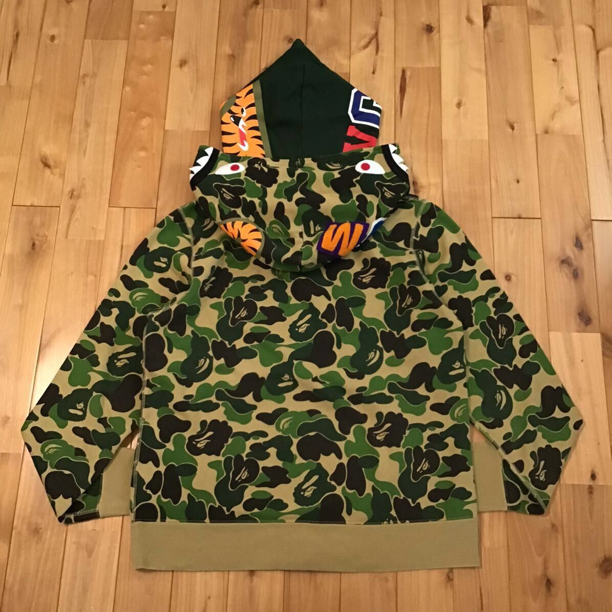 Bape BAPE Double Shark full zip hoodie ABC camo green APE Size US XL / EU 56 / 4 - 2 Thumbnail