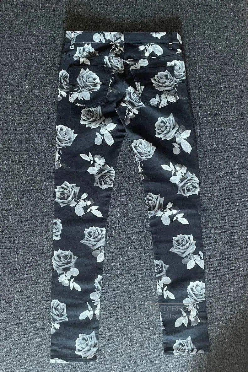 Dior Dior White Rose Print Elastic Jeans. Size US 34 / EU 50 - 4 Thumbnail