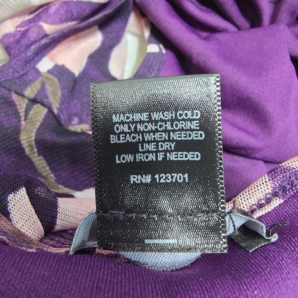 LIEBESKIND BERLIN Women's LEEBE Purple Floral Ruffle Short Sleeve Tee Size L Size L / US 10 / IT 46 - 8 Thumbnail