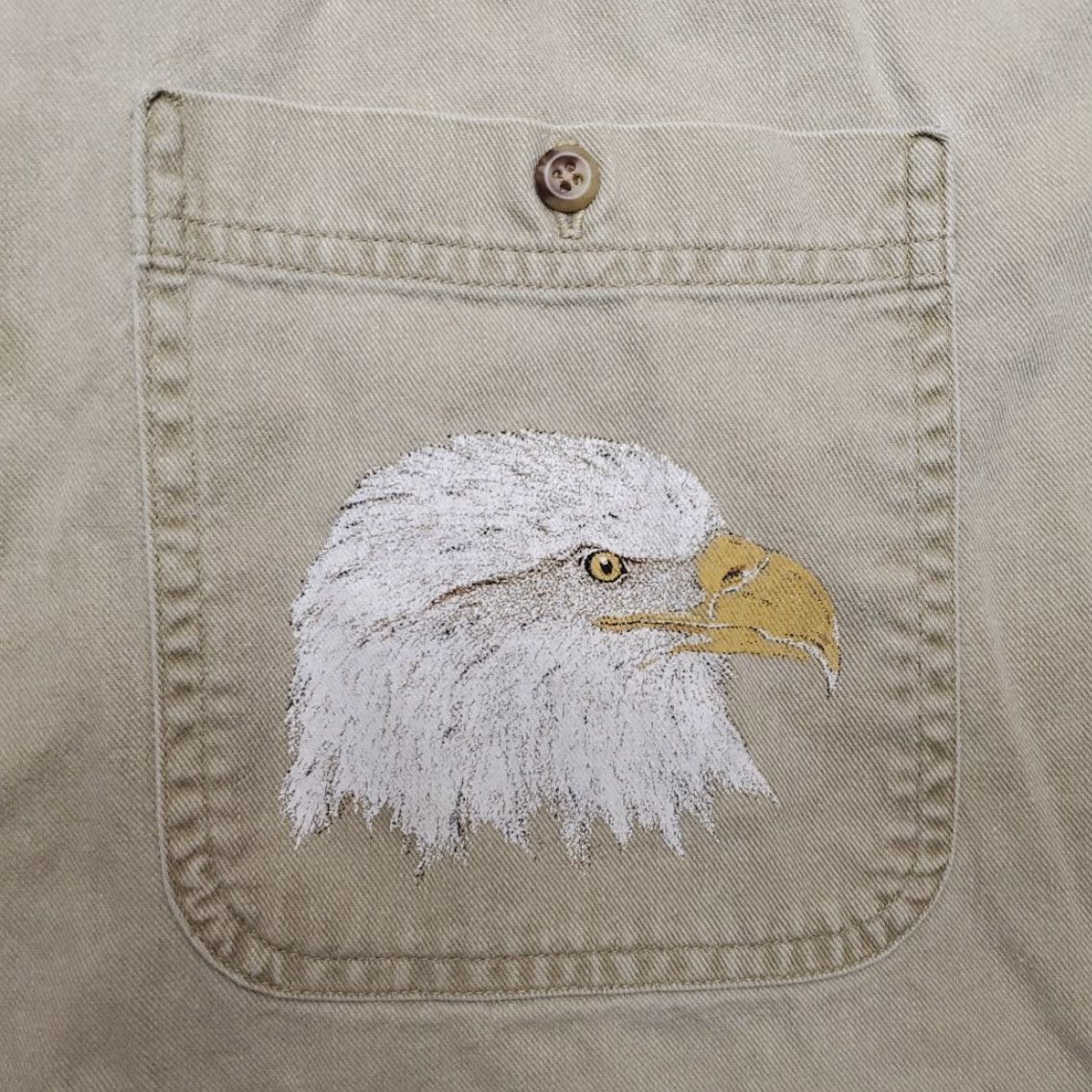 Coldwater Creek VINTAGE Nike Shirt Men L Beige Twill Long Sleeve Eagle Western Native Made in USA Size US L / EU 52-54 / 3 - 2 Thumbnail