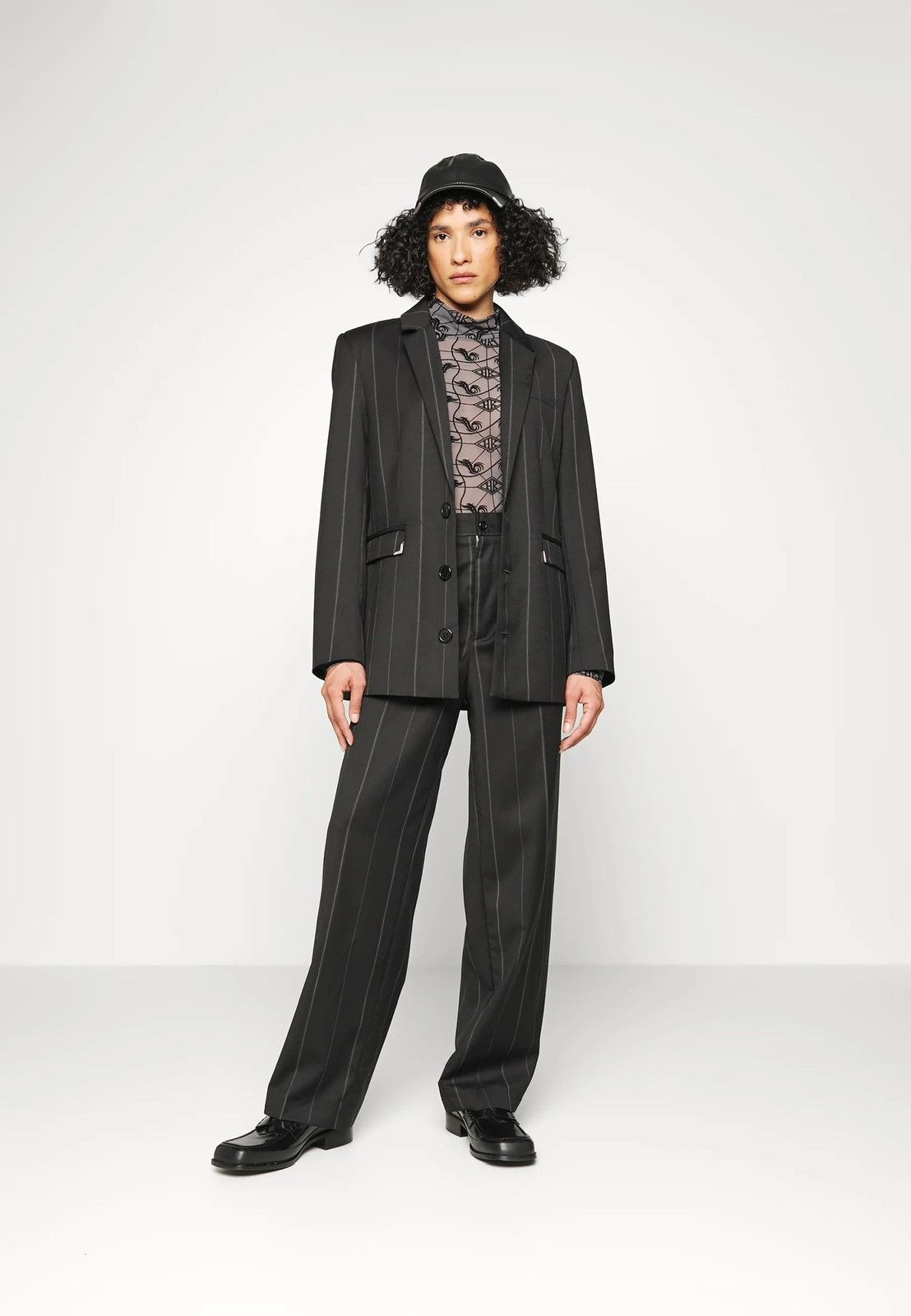 image of ds! Aw22 Han Kjobenhavn Sharped Striped Black Blazer in Black White, Women's (Size Large)