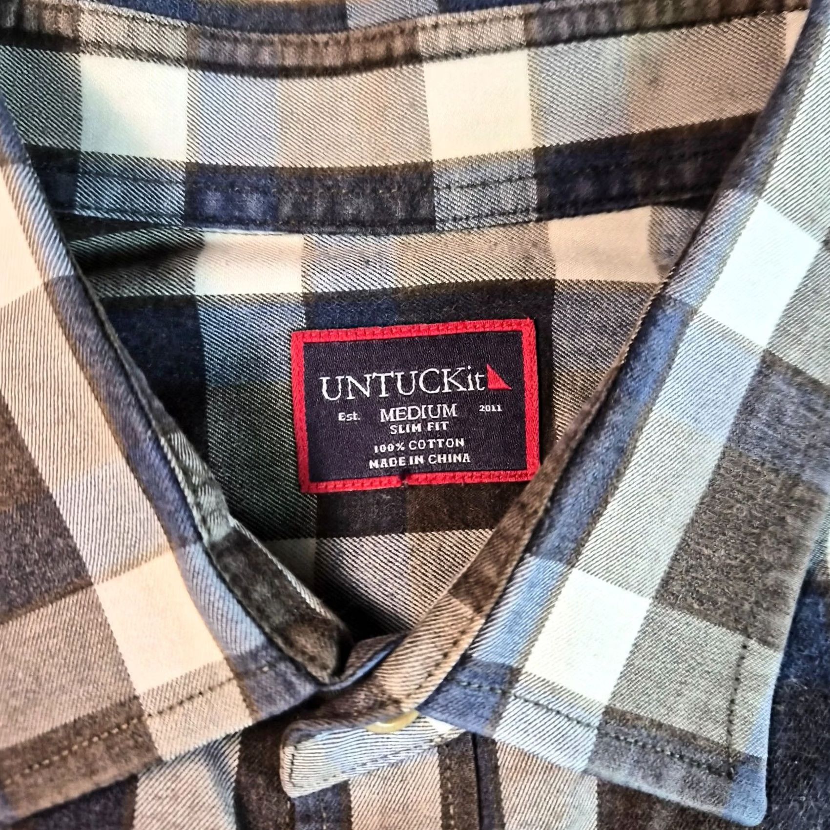 UNTUCKit UNTUCKit Long Sleeve Button Flannel Shirt Mens Medium Slim Fit Gray Plaid G004 Size US M / EU 48-50 / 2 - 4 Thumbnail