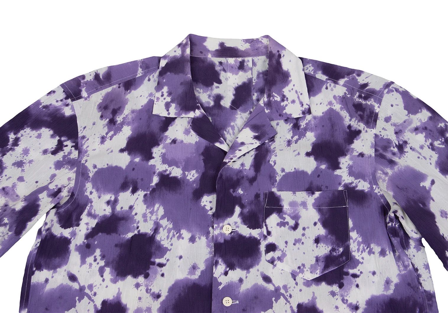 Issey Miyake Cotton Washer Print Short Sleeve Shirt in Purple and White Size US S / EU 44-46 / 1 - 2 Thumbnail