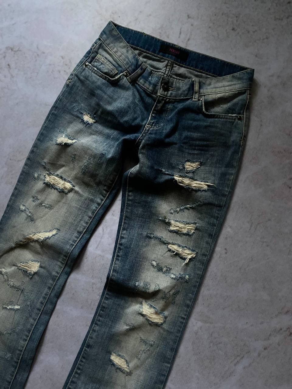 Versace × Versus Versace Vintage Versus Versace Y2K Distressed Jeans Denim Pants Rare Size US 31 - 3 Thumbnail