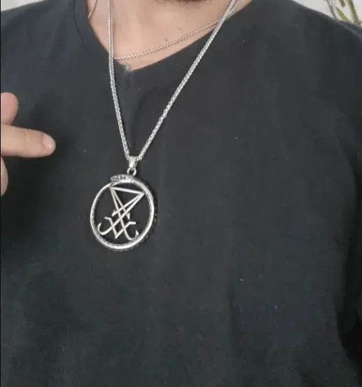 Goth Money Lucifer Symbol Steel Pendant + Chain goth satanic punk y2k Size ONE SIZE - 7 Thumbnail