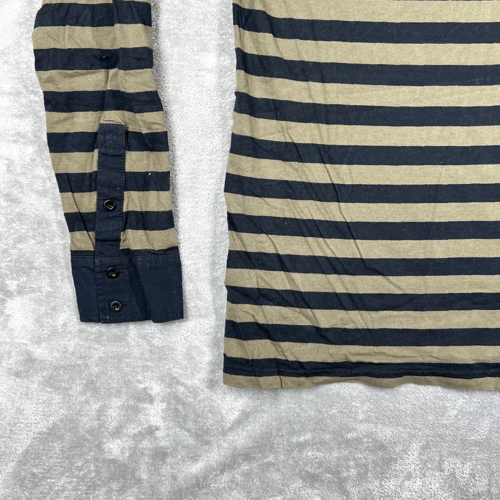 RVCA RVCA Men's XL Long Sleeve Polo Shirt Striped Olive Green Black 5 Button Size US XL / EU 56 / 4 - 3 Thumbnail