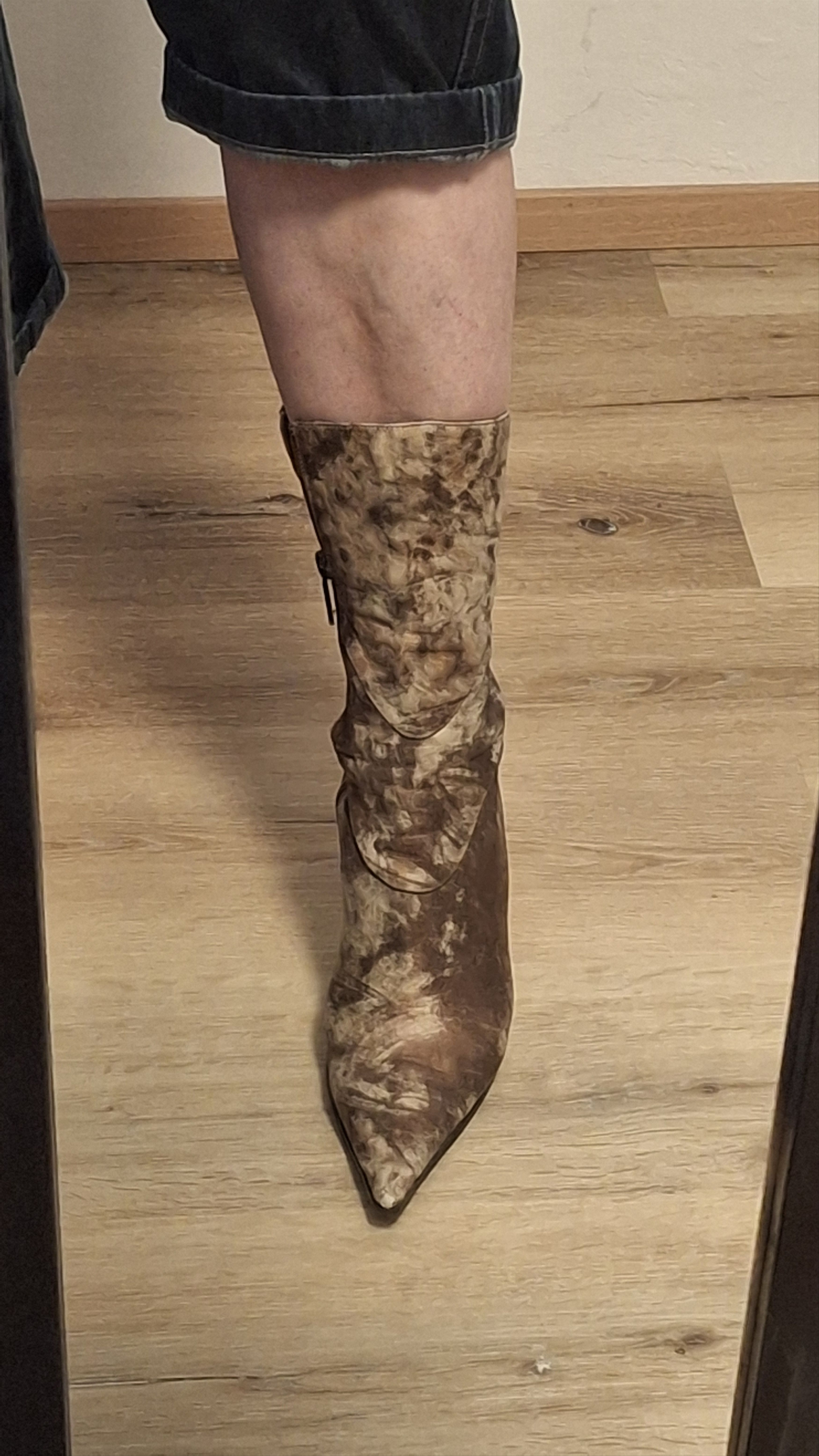 Vintage Y2K Bronze Leather Heeled Boots EU 37 Size US 7 / IT 37 - 2 Thumbnail