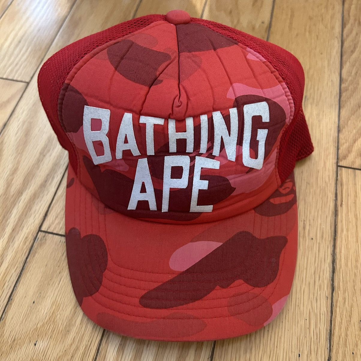Bape Baseball Cap Red Camo College Logo