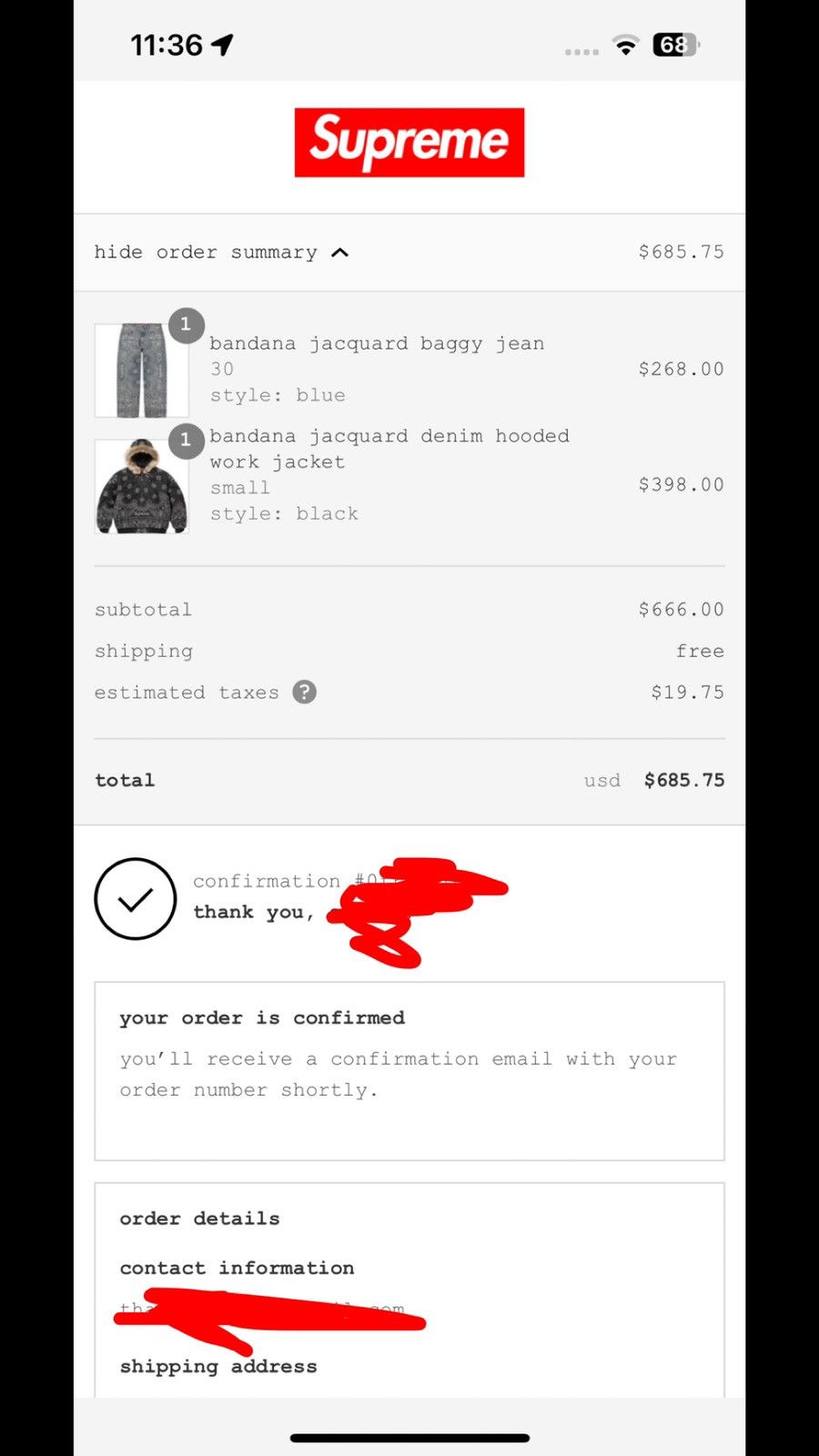 Supreme Supreme Bandana Jacquard denim Hooded Work Jacket Size US S / EU 44-46 / 1 - 2 Thumbnail